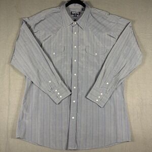 Panhandle Western Shirt Mens XL Pearl Snap Gray Striped Cowboy Long Sleeve